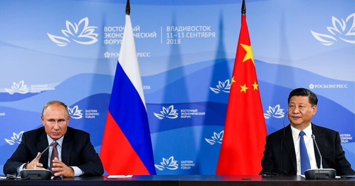 Left Russian President Vladimir Putin and right side Xi Jinping President of China