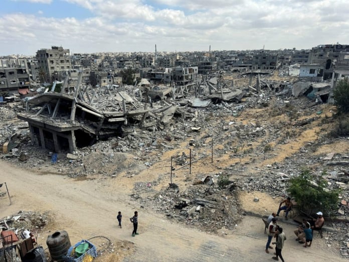 Distructed area of khan yunis after Israeli air Strikes
