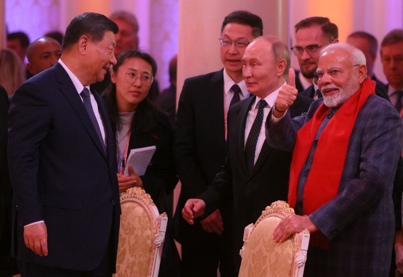 President of China Xi Jinping, President of Russia Vladimir Putin, and Prime Minister of India Narendra Modi