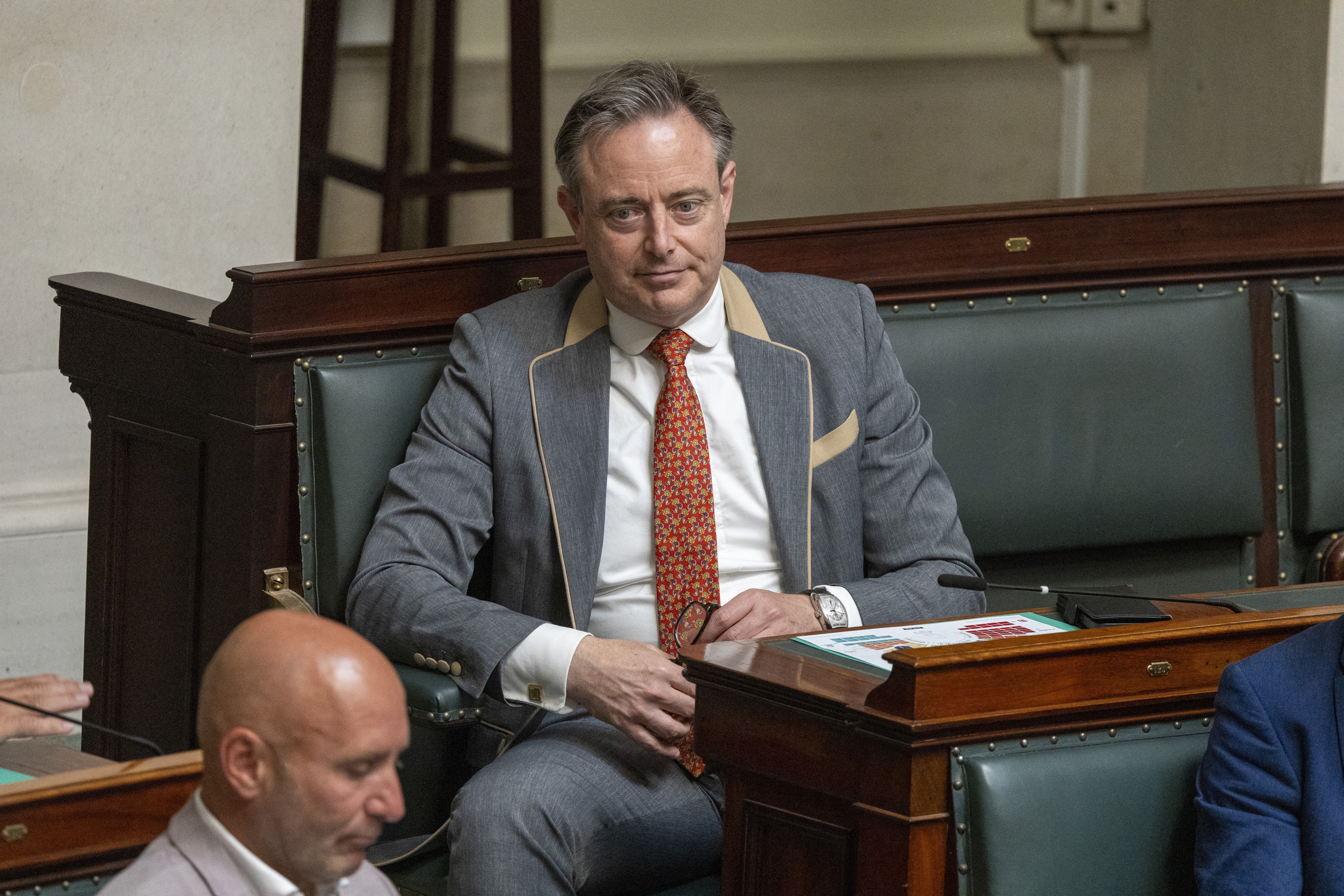 De Wever pictured during an extra plenary session of the Chamber at the Federal Parliament in Brussels,