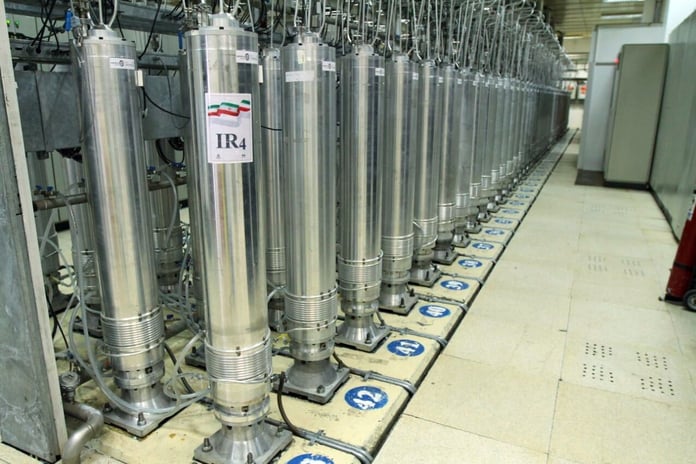 Showing centrifuge machines in the uranium enrichment facility in Iran