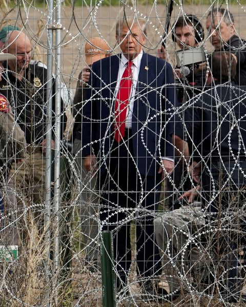 US Elected President Donald Trump visits the US-Mexico border at Eagle Pass, Texas,