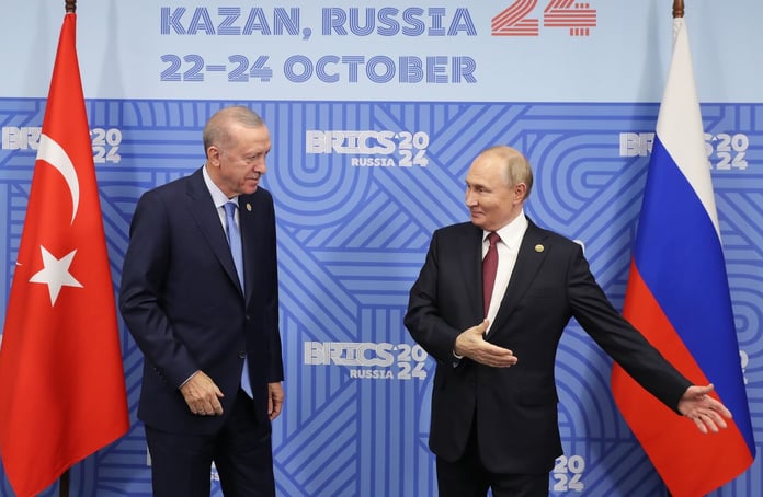 Vladimir Putin, right, and Recep Tayyip Erdogan