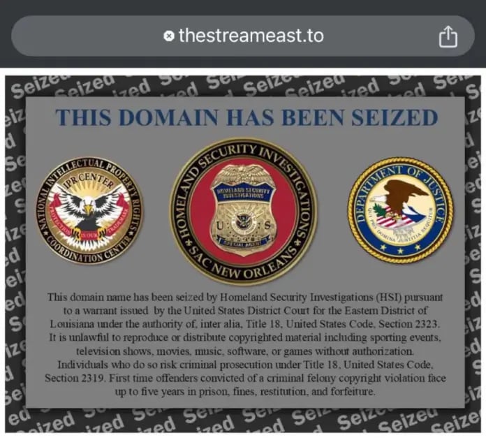 Stream East takedown notice streameast.io, streameast.co, streameast.is, streameast.xyz, streameast.com, www.streameast.com, streameast. io, stream east.xyz, streameast,io, streameast live xyz, streameast.live, streameast.io