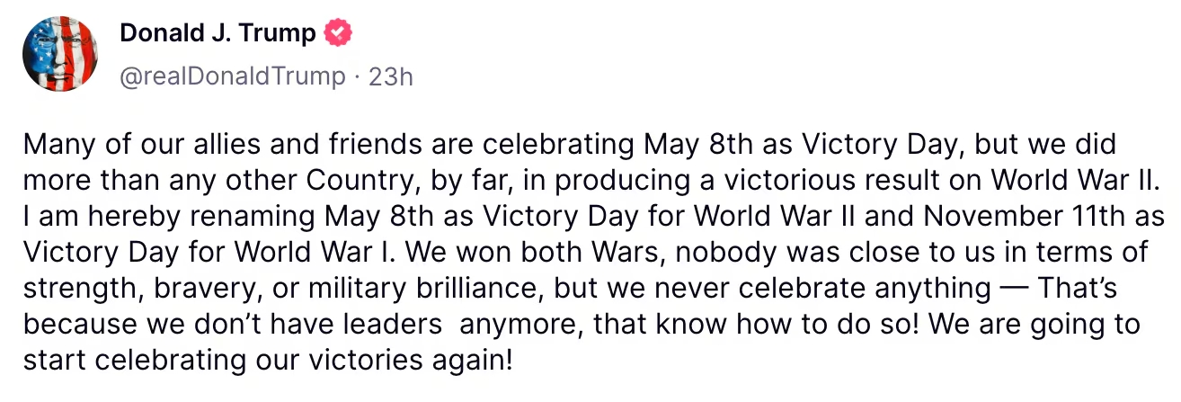 Trump's Victory Day Statement Trump's Victory Day Statement