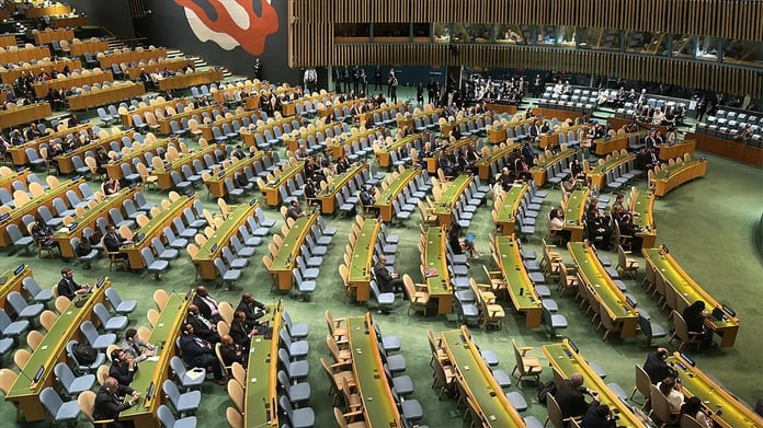 Empty UN General Assembly seats during Israel’s UN speech amid Gaza war walkouts