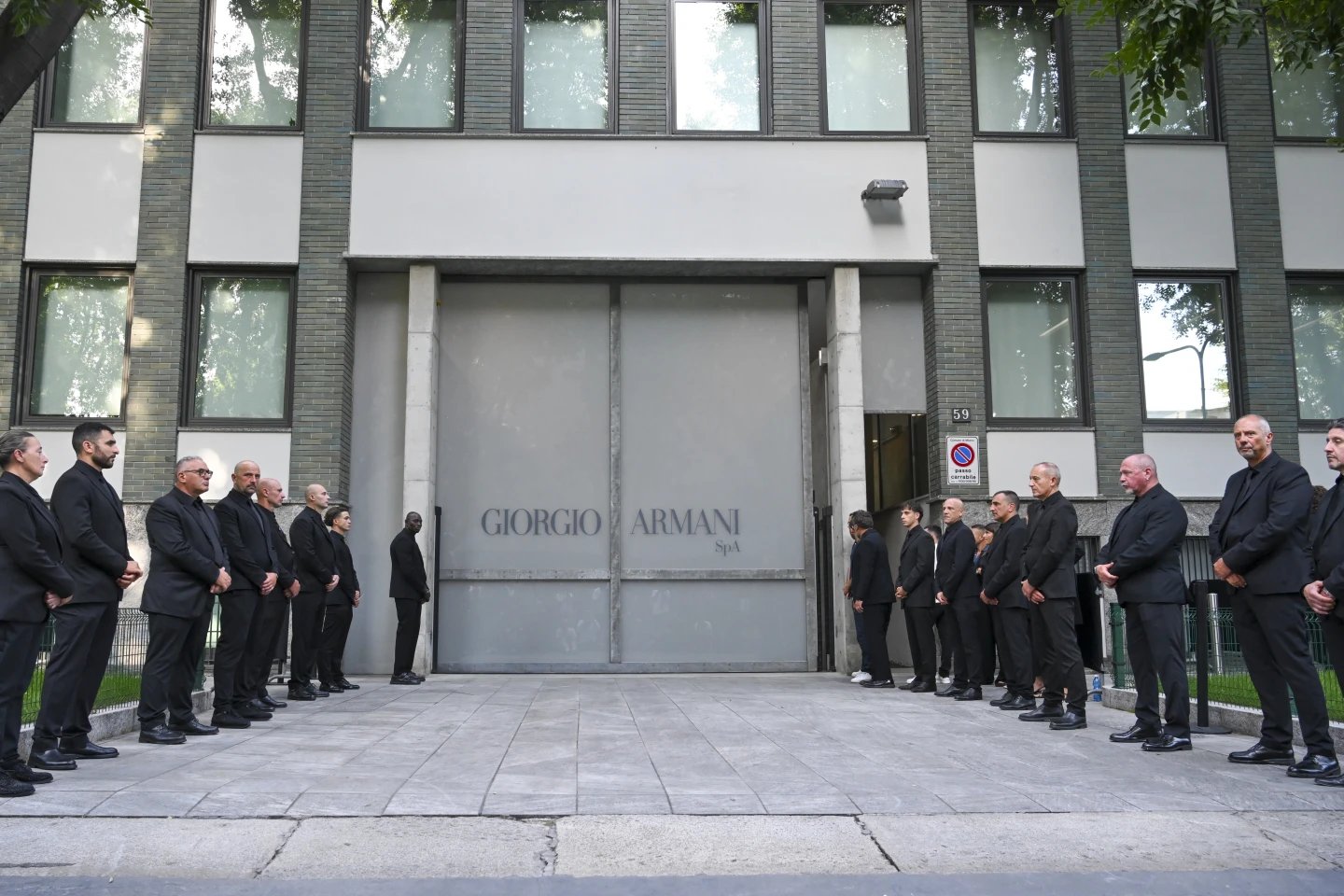 Fondazione Giorgio Armani sign in Milan highlighting governance and 70% combined voting control Fondazione Giorgio Armani sign in Milan highlighting governance and 70% combined voting control