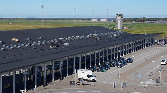 Aalborg Airport terminal with operations paused after reported drone sightings
