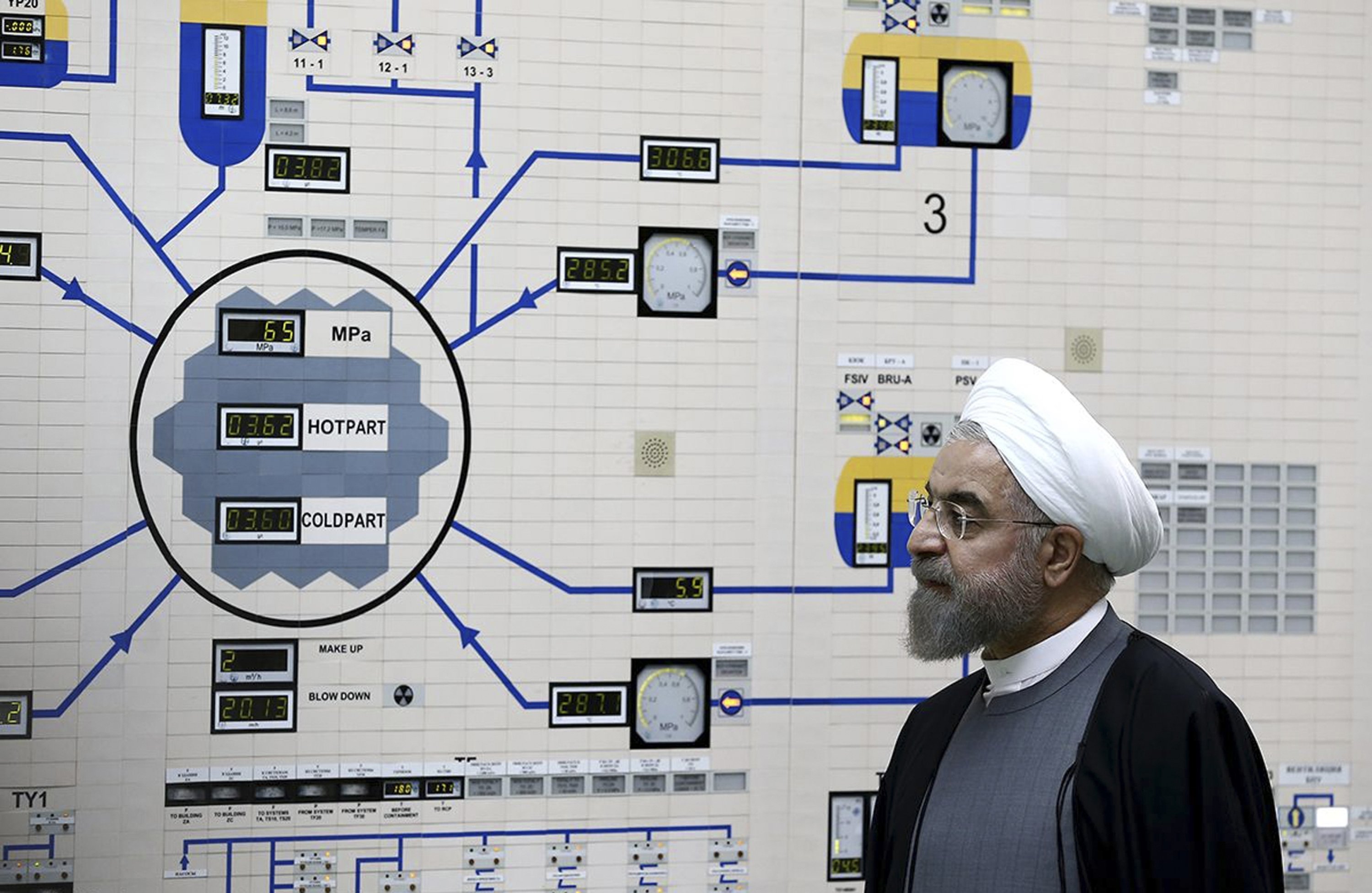 Inside Bushehr-1 Control Room Operators monitor panels inside the Bushehr-1 control room in Iran.