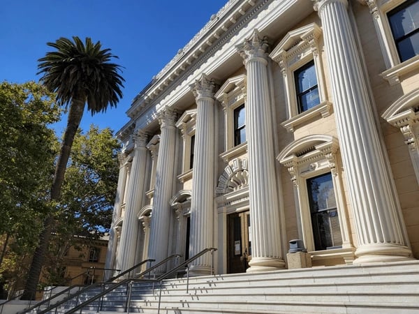 California Jurisdiction — Courthouse Exterior California courthouse exterior to represent US jurisdiction cited in Errol Musk allegations coverage