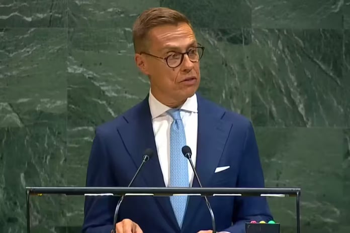 President Alexander Stubb addresses the UN General Assembly calling to abolish the veto and expand permanent seats.