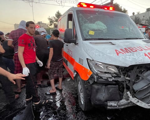 Ambulances queue at Kerem Shalom crossing for a Gaza to West Bank medical evacuation