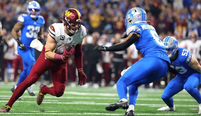 washington commanders vs detroit lions match player stats, jayden daniels 299 yards, brian robinson two touchdowns, mike sainristil two interceptions, jared goff three interceptions, jahmyr gibbs 105 yards