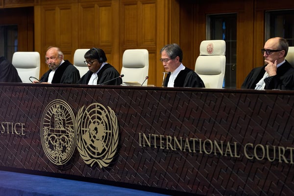 International Court of Justice building in The Hague on the week it ordered Israel to facilitate UN aid into Gaza