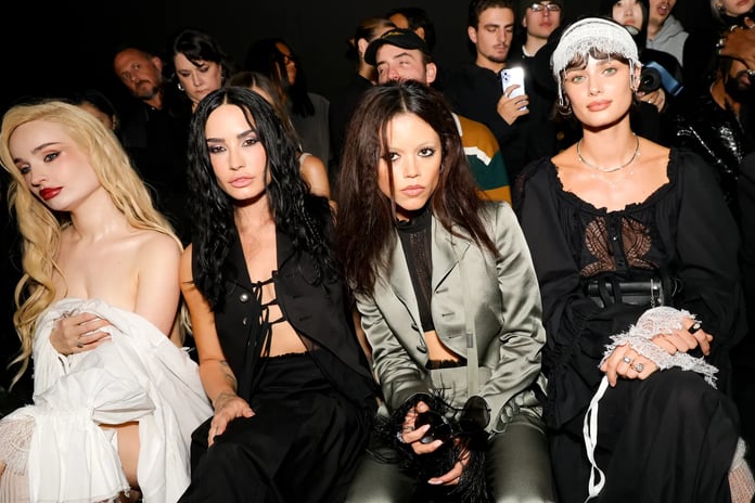 Jenna Ortega sits front row at Ann Demeulemeester during Paris Fashion Week, October 2025.
