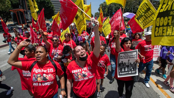 California fast-food workers protest for $20 minimum wage