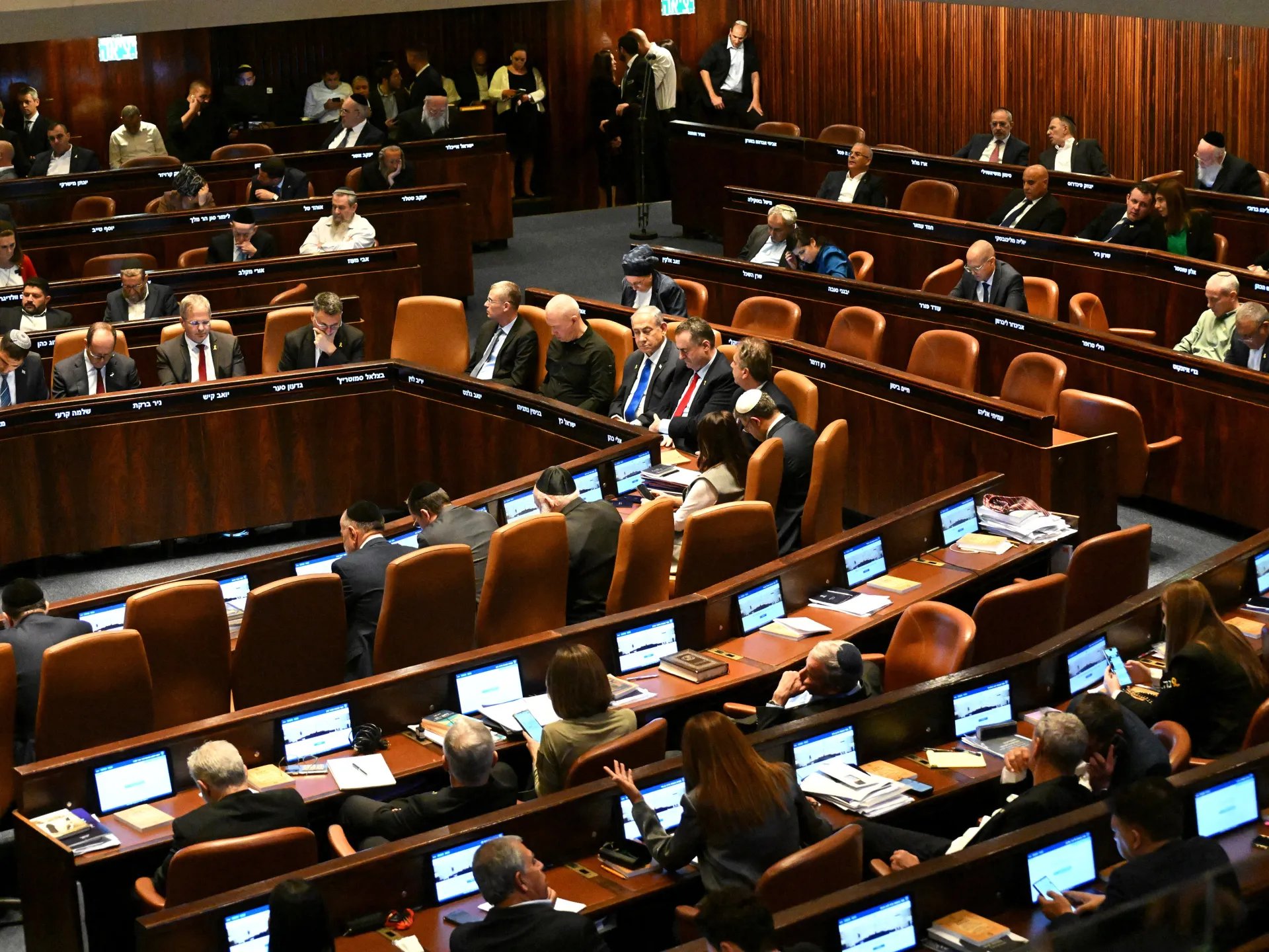 Israel Knesset Advances Death Penalty Bill Israeli Knesset parliament chamber during death penalty bill vote for Palestinian prisoners November 2025