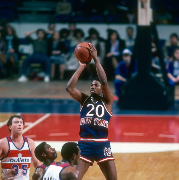 Michael Ray Richardson playing for the New York Knicks in an NBA game