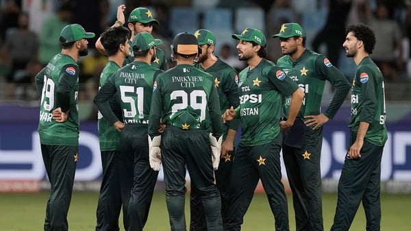 Pakistan cricket team celebrating victory at Asia Cup 2025