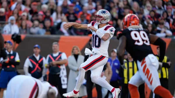 New England Patriots players celebrate securing ninth straight win in NFL 2025 Week 12