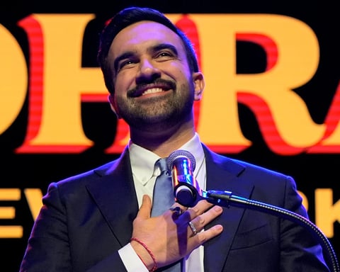 Zohran Mamdani celebrating after winning New York City mayoral election 2025