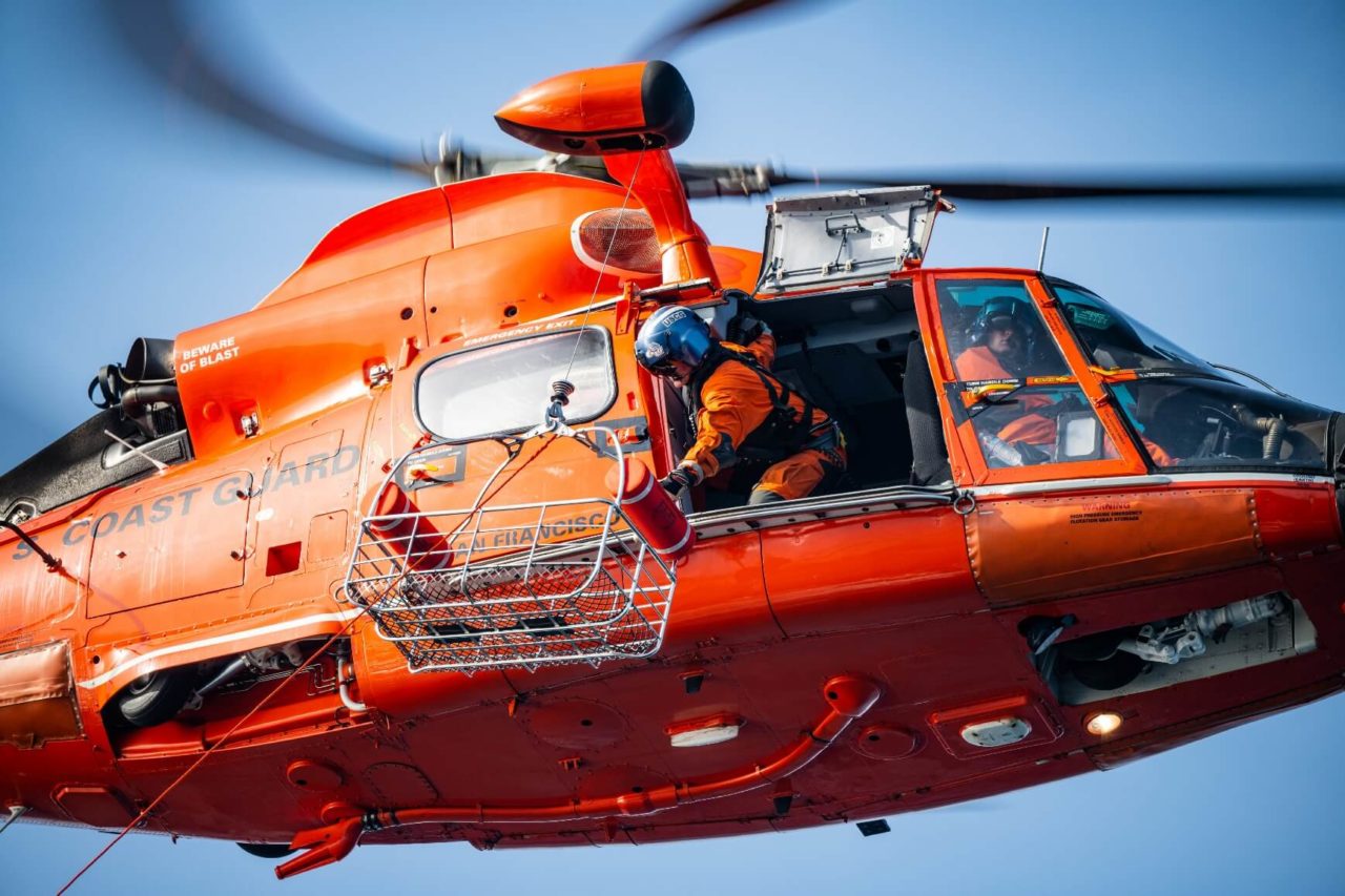 Coast Guard Helicopter Search and Rescue Galveston Bay U.S. Coast Guard helicopter conducting search and rescue operation after plane crash