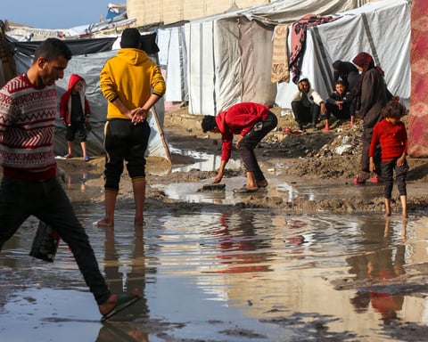 Gaza Day 733: Displaced families in flooded tents during Israeli ceasefire violations winter storm