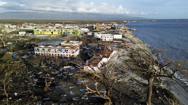 Satellite imagery showing widespread destruction in Jamaica after Hurricane Melissa made landfall as Category 5 storm in October 2025