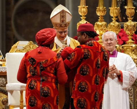 Pope Leo XIV delivering his first Christmas Eve Mass at St. Peter's Basilica in Vatican City, December 24, 2025