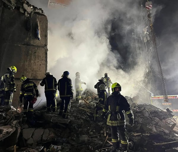 Damaged apartment buildings in Odesa after a Russian drone attack as Ukraine reports six injured