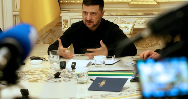 Volodymyr Zelenskyy with background symbolizing corruption and money in Ukraine