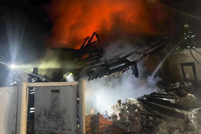 Aftermath of drone strike in Bohodukhiv near Kharkiv