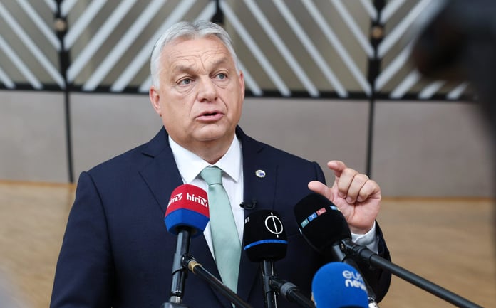 Hungarian Prime Minister Viktor Orban at EU summit after blocking €90 billion Ukraine loan