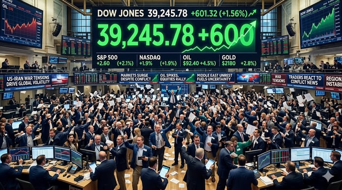 Dow Jones surges 600 points as US-Iran war tensions drive global market volatility
