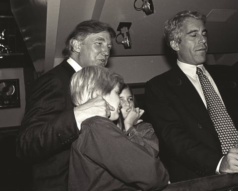 effrey Epstein and Donald Trump photographed together at Mar-a-Lago in Palm Beach during the 1990s