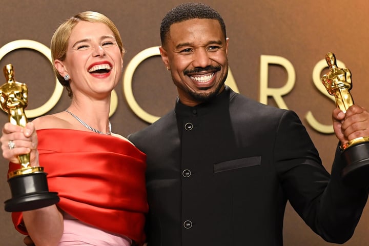 Michael B Jordan and Jessie Buckley celebrate Best Actor and Best Actress wins at the 2026 Oscars