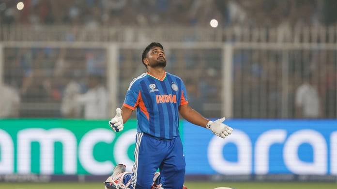 Sanju Samson celebrating his unbeaten 97 in T20 World Cup 2026