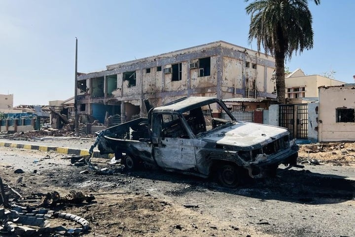 Sudan Civil War devastation showing drone strike damage and collapsing healthcare system