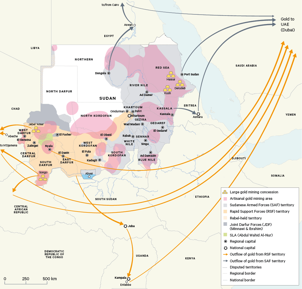 Gold smuggling routes Sudan Egypt border war economy