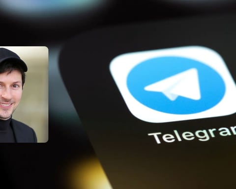 Telegram messaging app logo displayed on a smartphone as Russia fines the platform over extremist content.