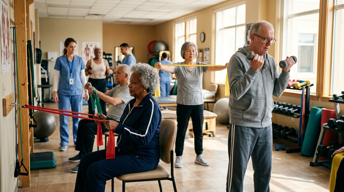 Older adults participating in exercise program during clinical study on aging and fitness