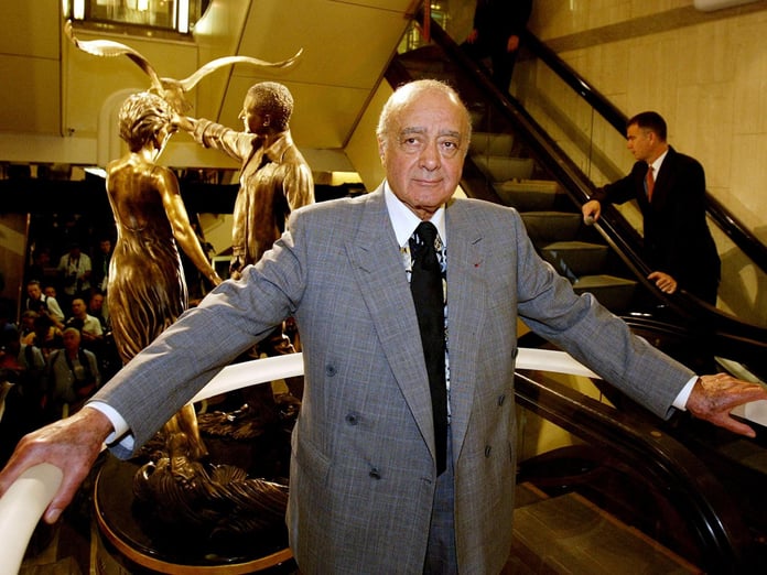 Mohamed Al Fayed Harrods London scandal Epstein Files investigation