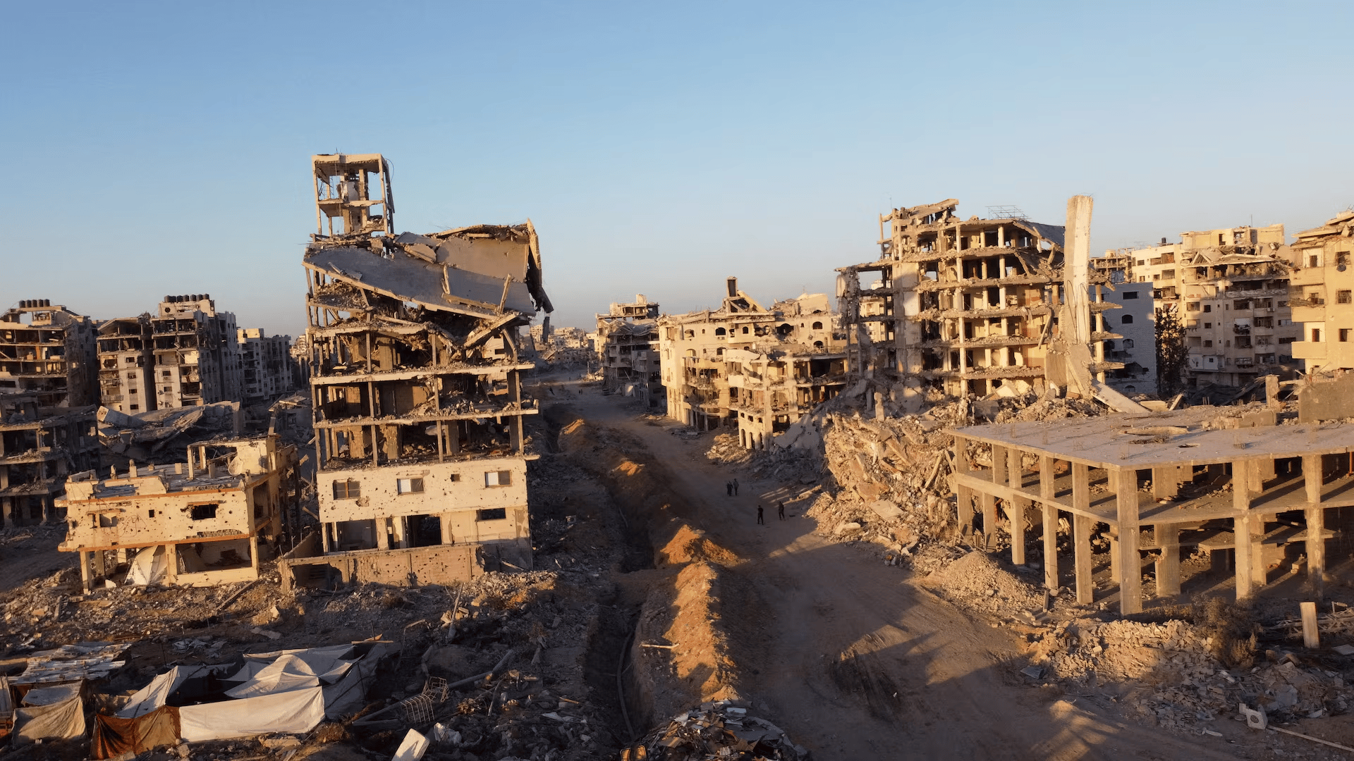 Gaza War Civilian Impact Widespread destruction in Gaza following Israeli airstrikes during the ongoing war
