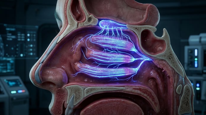 First-ever map of olfactory receptors in the human nose showing structured neural stripes