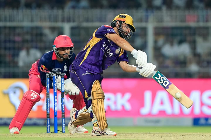 Rinku Singh celebrates after scoring 53 to win match for KKR vs Rajasthan IPL 2026