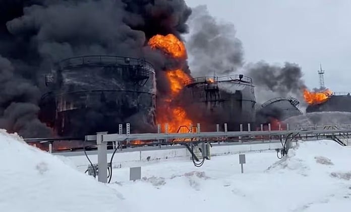 Drone strike damage at Russia Primorsk oil terminal during Russia Ukraine War