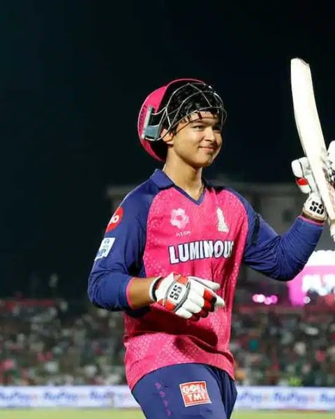 Vaibhav Suryavanshi reacts after golden duck dismissal in IPL 2026