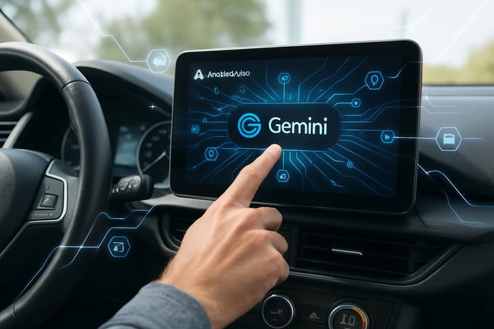 Android Auto 17 beta dashboard showing Gemini AI and immersive Google Maps redesign