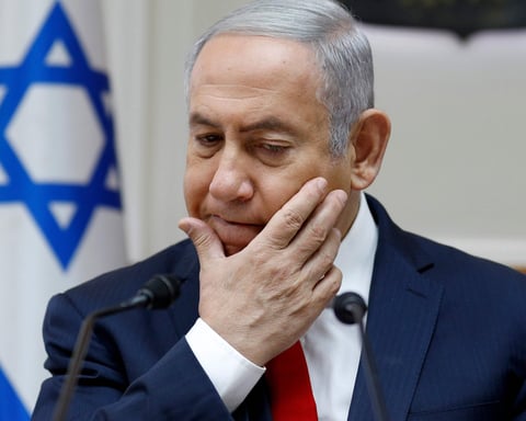 Benjamin Netanyahu delivers testimony during Israel corruption trial hearing