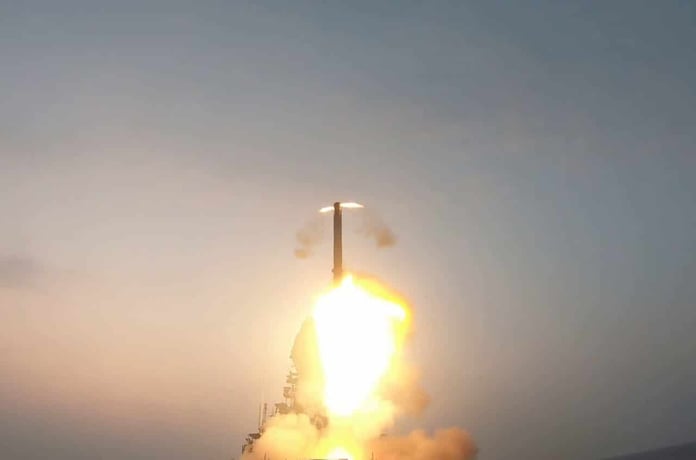India's BrahMos supersonic cruise missile test-fired from an Indian Navy destroyer at sea